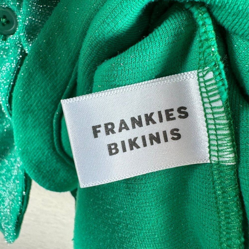 Frankies Bikinis Coco Sparkle Terry Button Up Shirt Mistletoe Green Large Beach - Picture 9 of 10